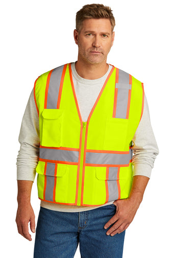 Customize CSV105 CornerStone ANSI 107 Class 2 Surveyor Zippered Two Tone Vest