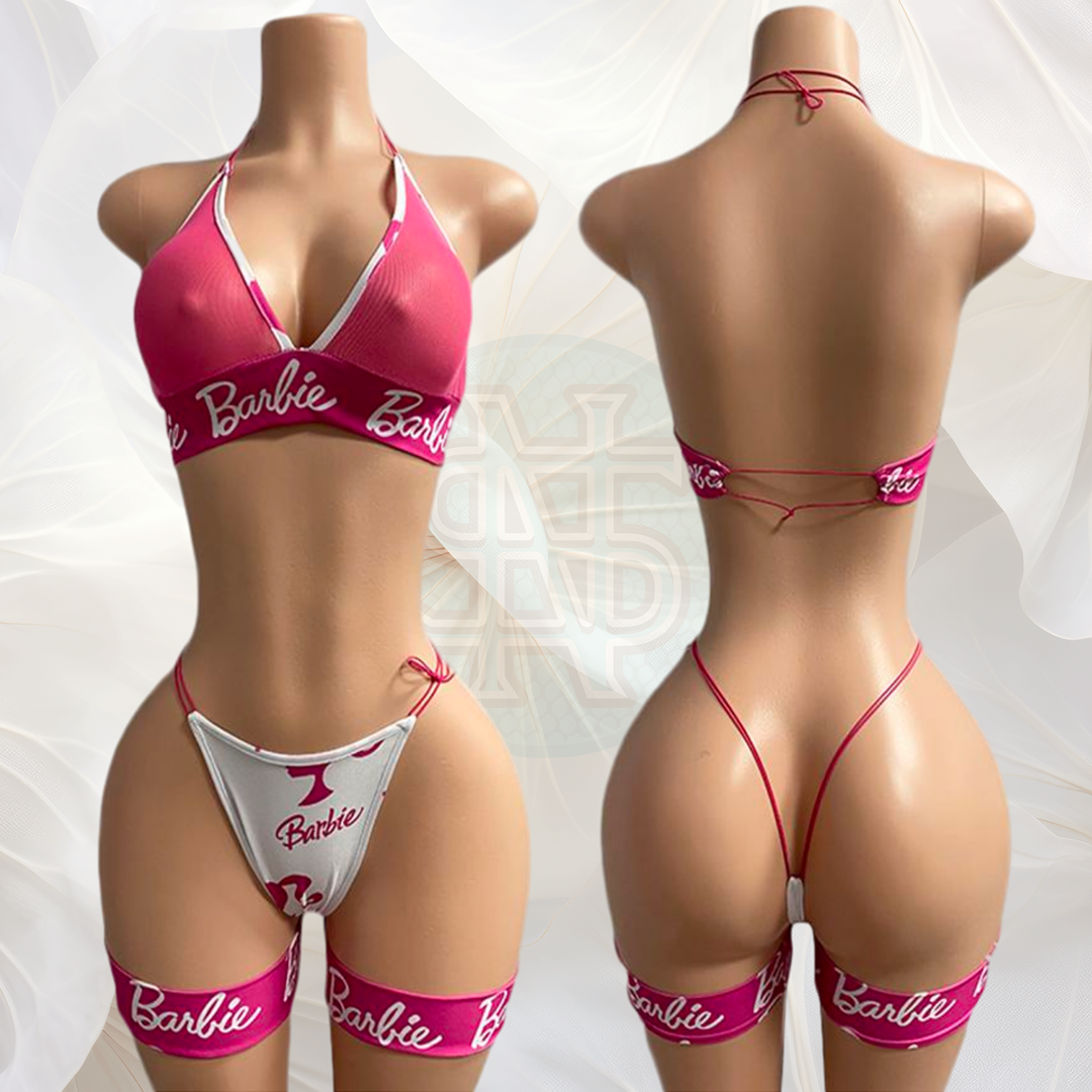 Zexy Barbie Themed Halter Lingerie Set - One Size Fits All